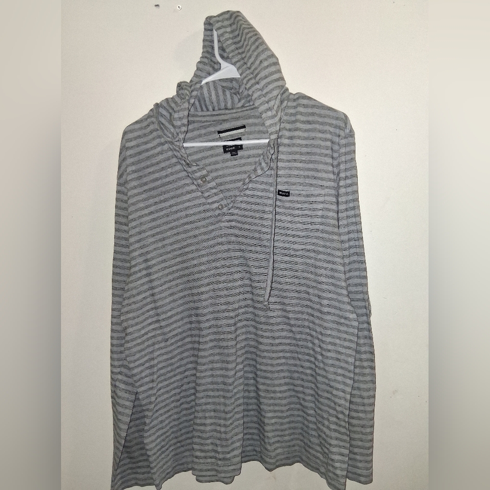 RVCA Men's Gray Striped Sweater